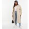 Women's Plus Size Stone Belted Long Mac Curves Quiz New Look