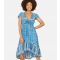 Women's Blue Floral Print Dip Hem Midi Dress Mela New Look
