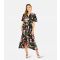 Women's Black Floral Print Midi Dress Mela New Look