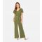 Women's Green V Neck Jumpsuit Mela New Look
