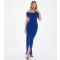 Women's Bright Blue Bardot Ruched Maxi Dress Quiz New Look
