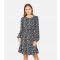 Women's Black Floral Shirred Waist Mini Dress Mela New Look