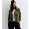 Women's Dark Green Suedette Biker Jacket Sunshine Soul New Look