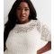 Women's Plus Size Off White Crochet Short Sleeve Top Curves ONLY New Look