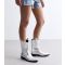 Women's Silver Leather-Look Cowboy Boots Public Desire New Look