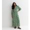 Women's Green Abstract Print Long Sleeve Maxi Dress Gini London New Look