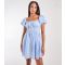 Women's Blue Puff-Sleeve Cotton Mini Dress Pink Vanilla New Look