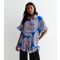 Women's Blue Printed Oversized Ruffle Plisse Shirt Cameo Rose New Look