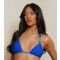 Moda Minx Blue Gem Embellished Triangle Bikini Top New Look