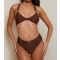 Women's Dark Brown Ruched Bikini Bottoms Moda Minx New Look