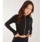 Women's Black Rib Double-Zip Crop Top Pink Vanilla New Look
