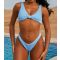 Women's Light Blue Textured Brazilian Bikini Bottoms Moda Minx New Look