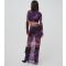 WKNDGIRL Purple Abstract Print Mesh Maxi Skirt New Look