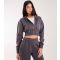 Women's Dark Grey Cotton-Blend Zip Up Crop Hoodie Pink Vanilla New Look