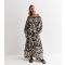 Women's Black Floral Bardot Maxi Dress Gini London New Look