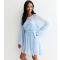 Women's Blue Foil Long-Sleeve Mini Dress Gini London New Look