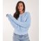 Women's Bright Blue Cotton-Blend Zig Zag Stitch Jumper Pink Vanilla New Look