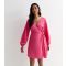 Women's Pink Long-Sleeve Wrap Dress Sunshine Soul New Look