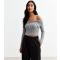 Women's Pale Grey Zip-Through Bardot Jumper Cameo Rose New Look
