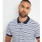 Men's Navy Stripe Polo Shirt Threadbare New Look