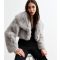 Women's Grey Faux Fur Cropped Jacket Cameo Rose New Look