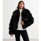 Women's Black Faux Fur Crop Coat Cameo Rose New Look