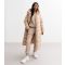 Women's Stone Hooded Longline Puffer Coat Cameo Rose New Look