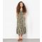 Women's Olive Floral Print Tiered Hem Midi Dress Apricot New Look