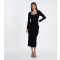 Women's Black Embellished Tie Neck Midi Dress Quiz New Look