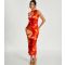 Women's Orange Marble Print Midi Dress Quiz New Look