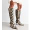 Women's Off White Snakeskin Knee High Boots Vegan New Look