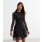 Women's Black Dropped Waist Stretch Mesh Mini Dress New Look