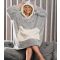 Women's Grey Borg Panda Oversized Hoodie with Ears Loungeable New Look