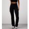 Women's Black Rib Flared Leggings Gym King New Look