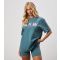 Women's Turquoise Relaxed Fit Embroidered Logo T-Shirt Gym King New Look