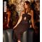 Women's Brown Halter Neck Midi Dress Little Mistress New Look