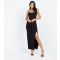 Women's Black Crepe Corset Slit Hem Maxi Dress Little Mistress New Look