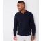 Men's Navy Quarter Zip Knit Polo Jumper Threadbare New Look