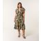 Women's Curve Khaki Shirred Waist Midi Dress Blue Vanilla New Look