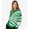 Women's Green Zebra Oversized Jumper Apricot New Look