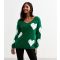 Women's Green Heart V Neck Jumper Gini London New Look