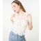 Women's White RUffled Square Neck Top Pink Vanilla New Look