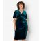 Women's Plus Size Dark Green Velvet Wrap Midi Dress Curves Apricot New Look