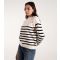 Women's Stone Striped Button Shoulder Jumper Blue Vanilla New Look