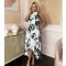 Women's Black Marble Halterneck Midi Dress AX Paris New Look