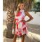 Women's Cream Floral Print High Neck Tie Waist Mini Dress AX Paris New Look