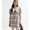 Women's Cream Checked Mini Dress Tokyo Doll New Look