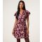 Women's Burgundy Floral Print Mini Dress Blue Vanilla New Look