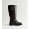 Women's Wide Fit Black Faux Leather Buckled Tab Biker Boots Public Desire New Look