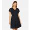 Women's Navy Spot Print Frill Sleeve Mini Dress Yumi New Look